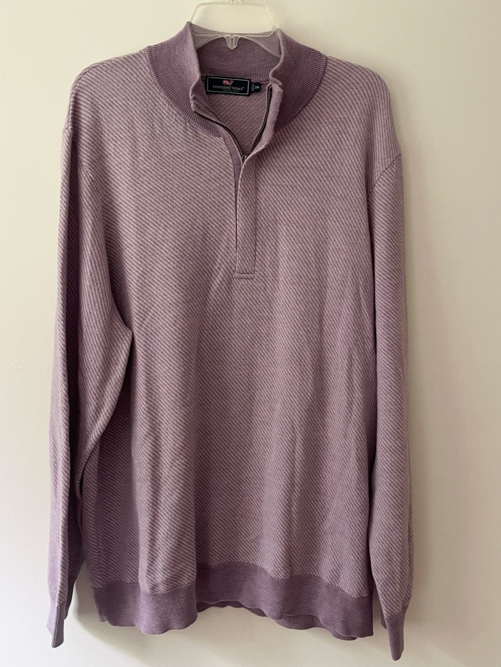 Men's Vineyard Vines Extra Fine Merino Wool Sweater 1/4 Zip Purple 2XL Preppy